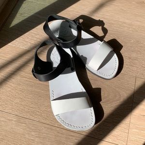 Jerusalem Atara Sandals, Black/White, Size 38